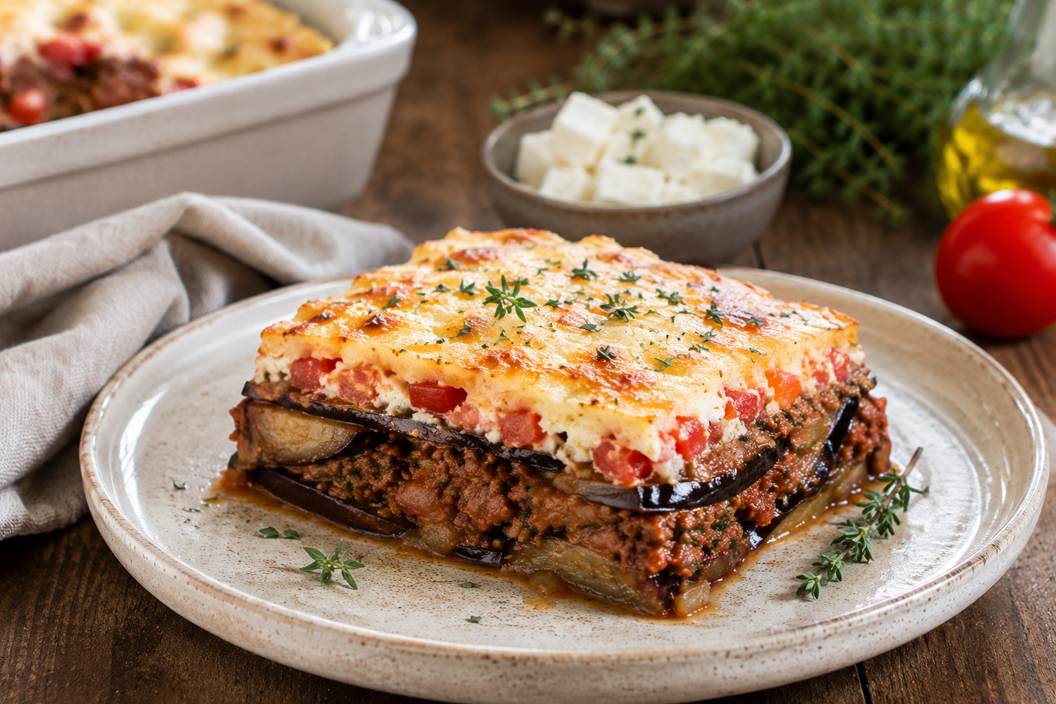 Мусака с сыром и баклажанами