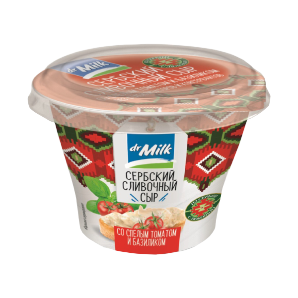 Сыр Сербский сливочный со спелым томатом и базиликом TM Dr Milk (150г)