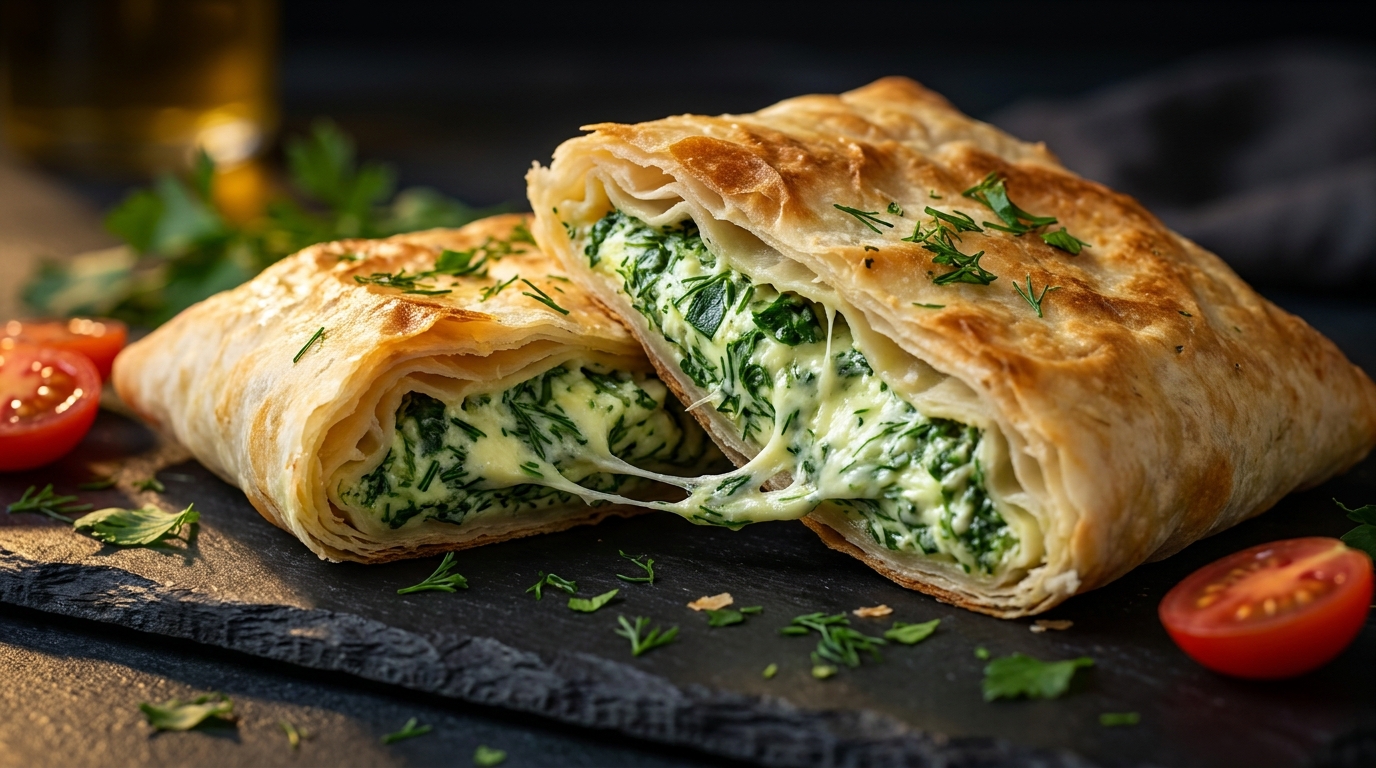 Лаваш с брынзой и зеленью