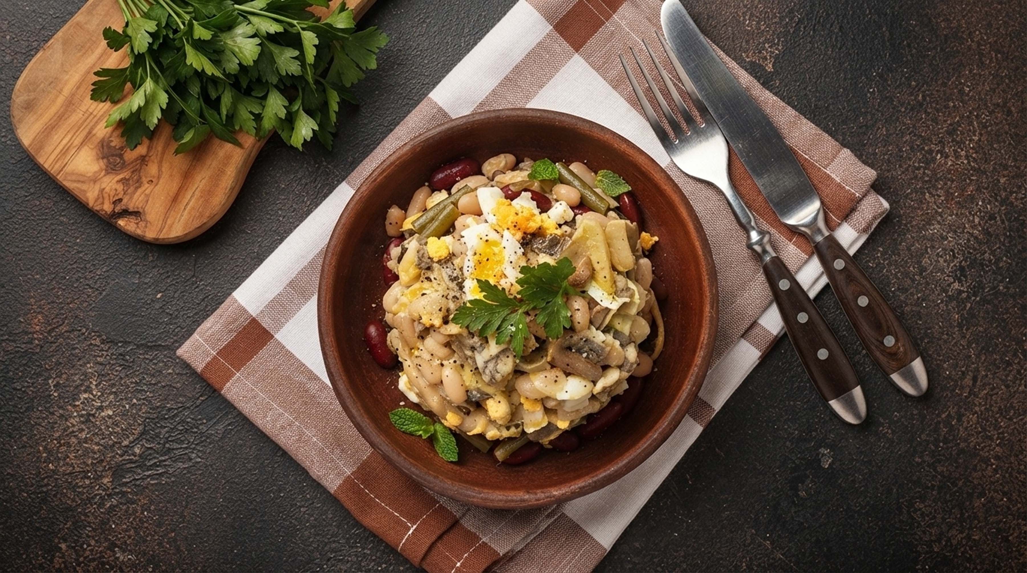 Салат с фасолью и сыром