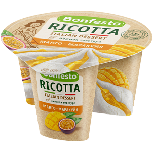 Сыр мягкий Рикотта с нап. манго-маракуйя TM Bonfesto (100+25г)