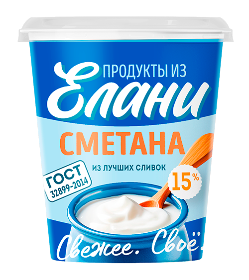 Сметана 15% TM Продукты из Елани (300г)