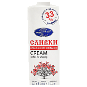Сливки питьевые стерилизованные, 33%, ТМ Молочный мир (980 мл)
